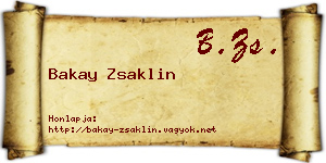 Bakay Zsaklin névjegykártya